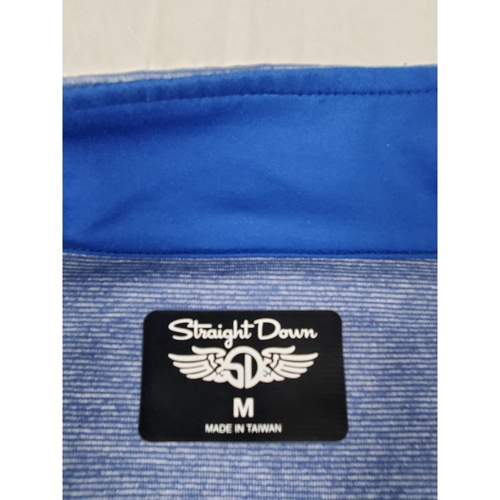 Straight Down Men Pullover Sweater M Blue Long Sleeve 1/4 Zip Logo Embroidered - Picture 8 of 13